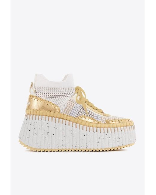 Chloé White Nama Wedge Sneakers
