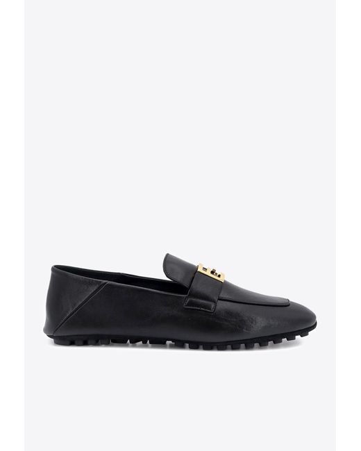 Fendi Black Baguette Foldable Heel Leather Loafers