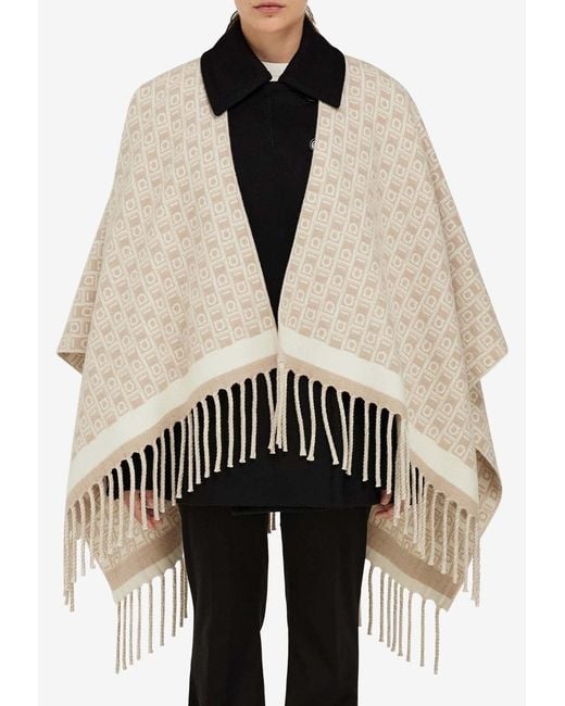 Ferragamo Natural Monogram Wool Cape