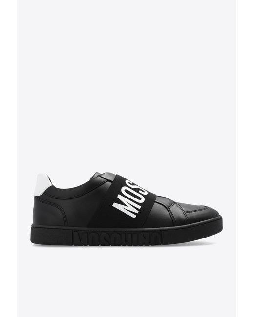 Moschino Black Logo Print Slip-On Sneakers for men