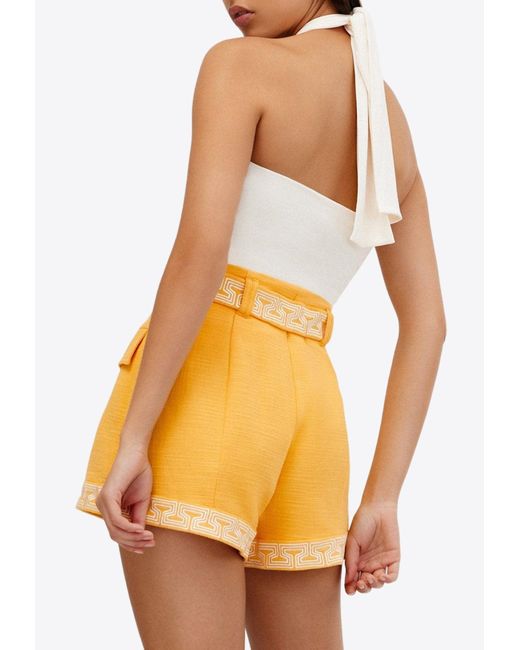 Significant Other Orange Romee Embroidery-Detail Shorts