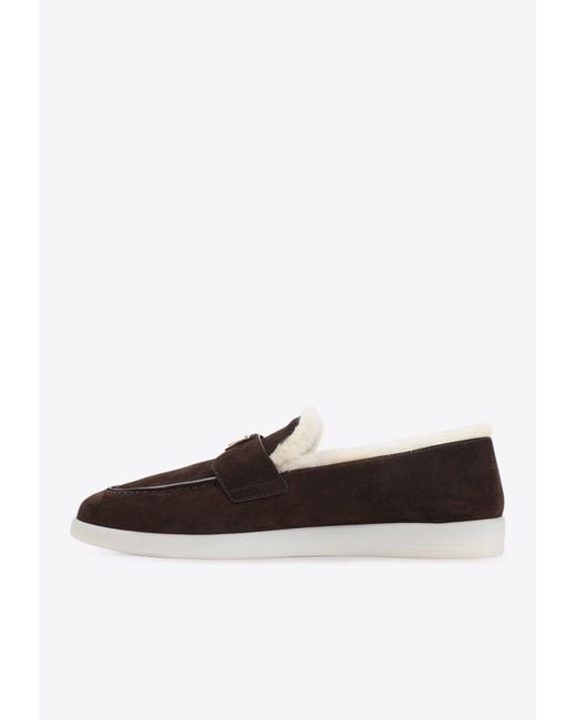 Prada White Suede Shearling Loafers for men