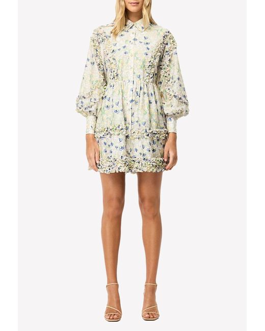 Elliatt Kendari Floral Jacquard Mini Shirt Dress | Lyst