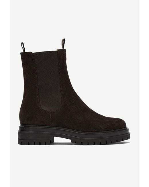 Gianvito Rossi Black Chester Suede Ankle Boots