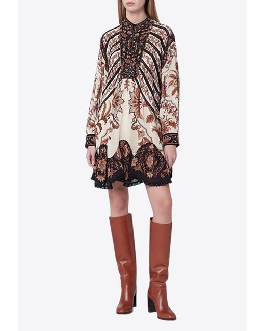 Farm Rio White Majestic Garden Lace Mini Dress