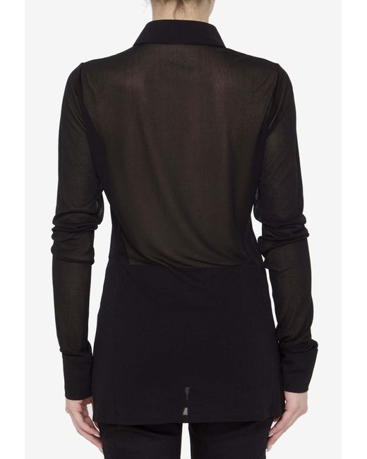 Saint Laurent Black Button-Up Mesh Shirt