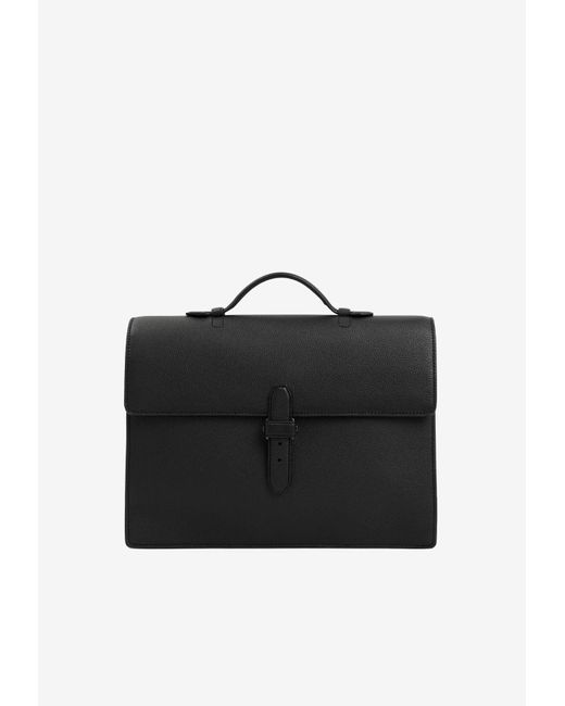 Brioni Black Briefcase In Grained Leather for men