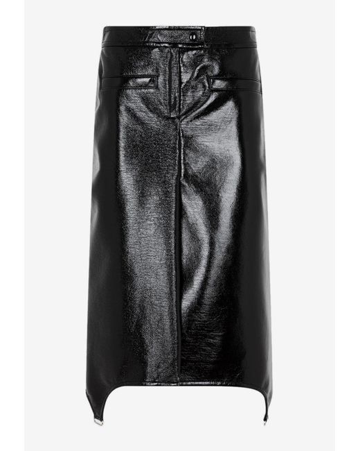 Courreges Black Vinyl Suspenders Skirt