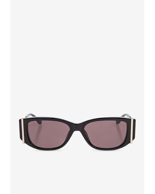 Alexander McQueen Black Side T-Bar Rectangular Sunglasses