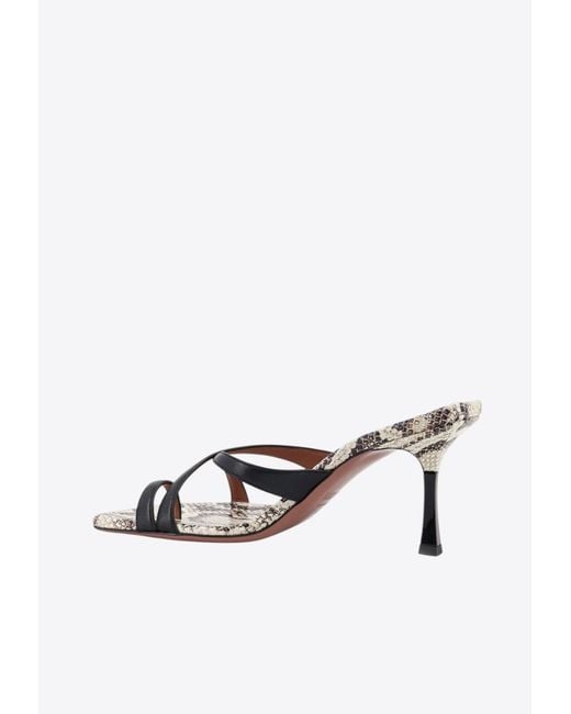 Paris Texas White Lorena 80 Python Leather Sandals