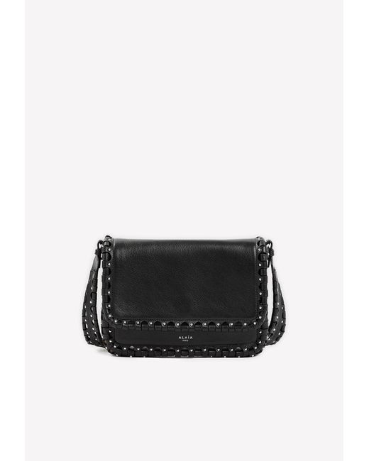 Alaïa Hinge Flap Leather Crossbody Bag in Black | Lyst