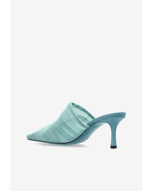 Jimmy Choo Blue Lotta 65 Ruched Tulle Mules
