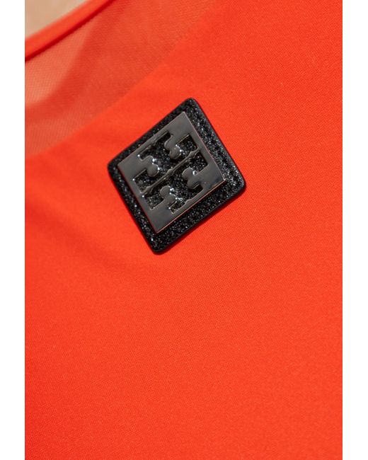 Tory Burch Red Double T Patch One-Piece Swimsuit