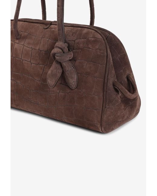 Jacquemus Brown Le Turismo Croc-Embossed Suede Shoulder Bag