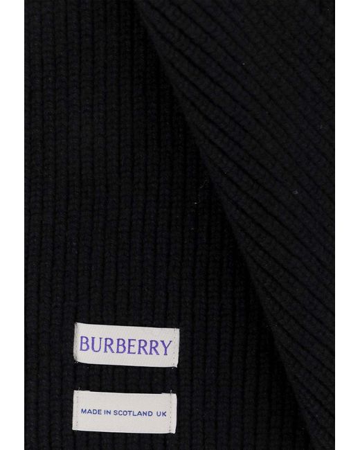 Burberry Black Ekd Ribbed Cashmere Scarf for men
