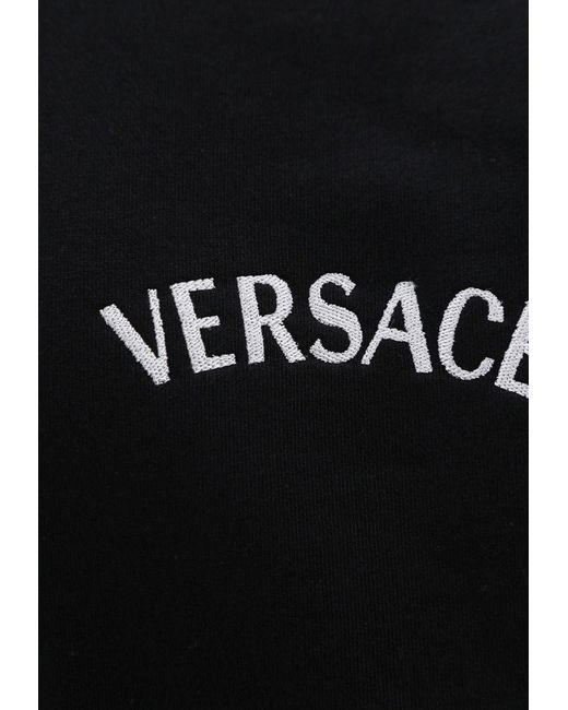 Versace Black Logo Embroidery Hooded Sweatshirt for men