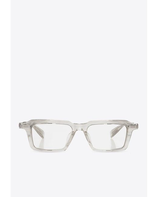 Balmain White Optical Perforated Logo Glasses