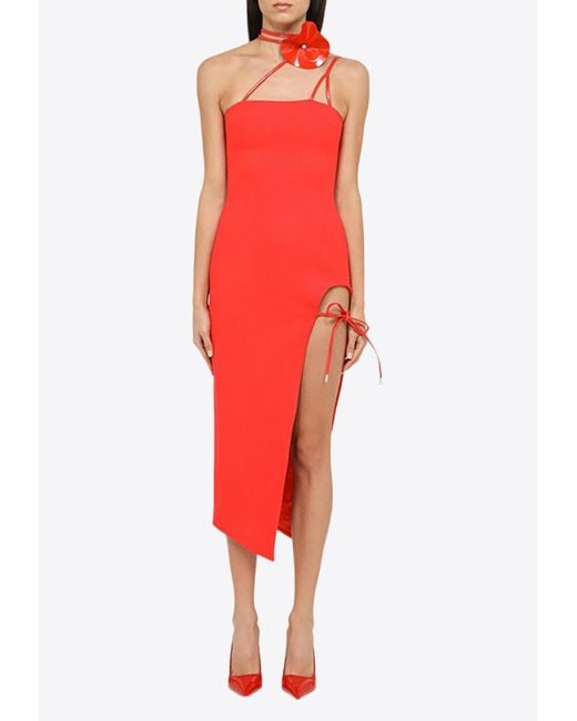 David Koma Floral appliqu Midi Dress in Red Lyst Australia