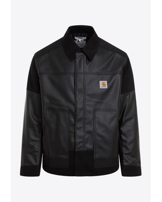 Junya Watanabe Black X Carhartt Paneled Logo-Patch Bomber Jacket for men