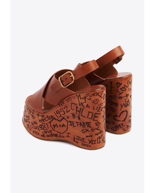 Chloé Brown Maxime Wedge Sandals