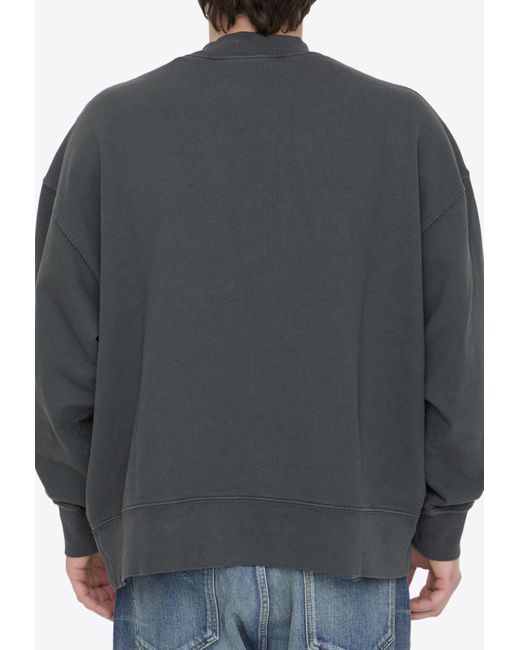 Palm Angels Gray Logo-Printed Pullover Sweatshirt for men