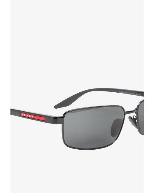 Prada Gray Logo Rectangular Sunglasses