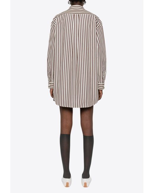 Miu Miu Gray Striped Long-Sleeved Shirt