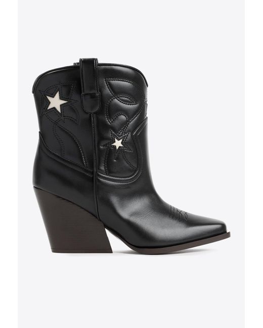 Stella McCartney Cloudy Alter Mat Star Embroidery Cowboy Boots in Black