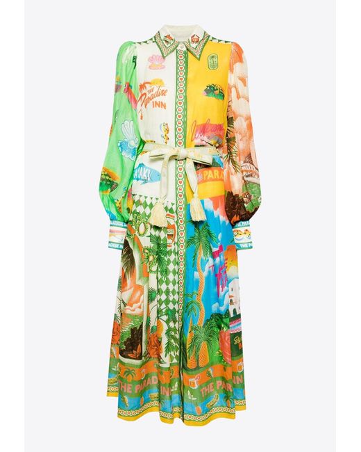 ALÉMAIS Multicolor Paradiso Midi Shirt Dress