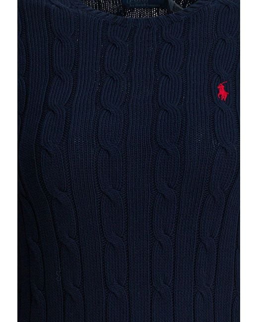Polo Ralph Lauren Blue Cable-Knit Logo Sweater