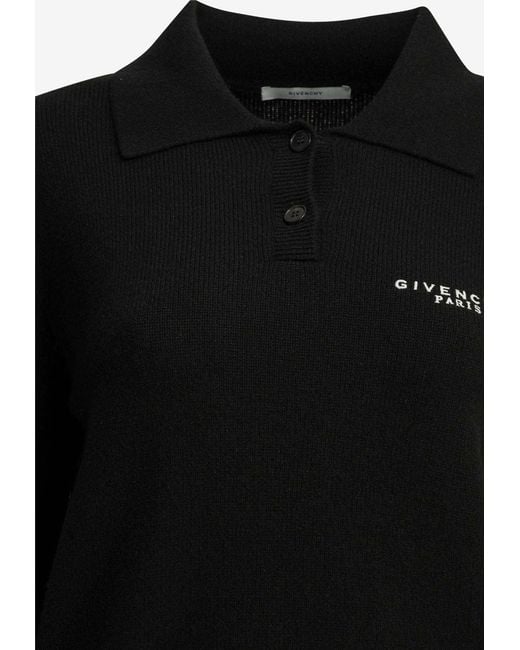 Givenchy Black Logo Wool-Blend Polo Sweater