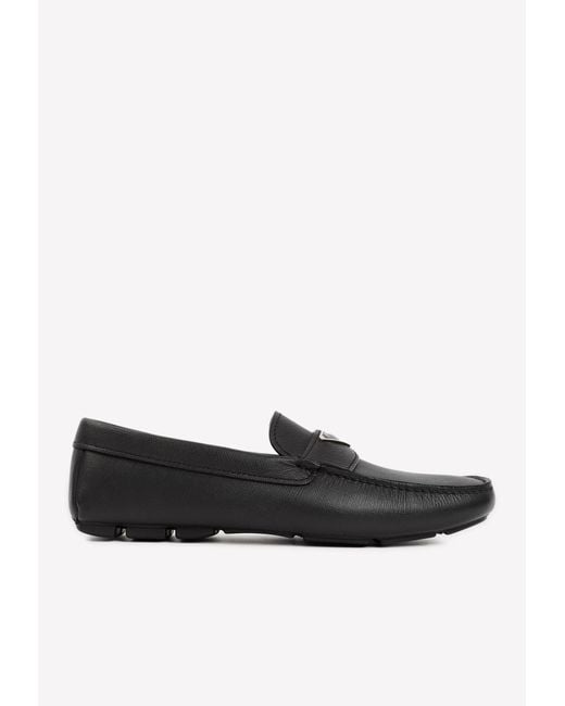 Prada Triangle Logo Loafers In Saffiano Leather in Black for Men Lyst Canada