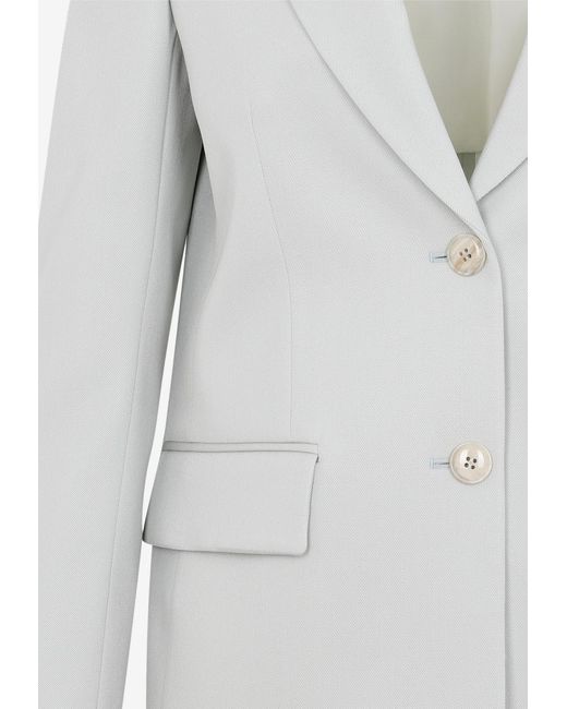 Lanvin White Single-Breasted Wool Blazer