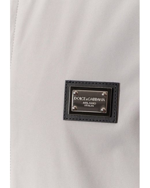 Dolce & Gabbana Gray Logo Plate Windbreaker Jacket for men