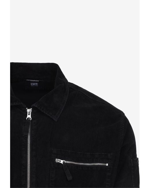 C P Company Black Signature Lens Corduroy Overshirt for men