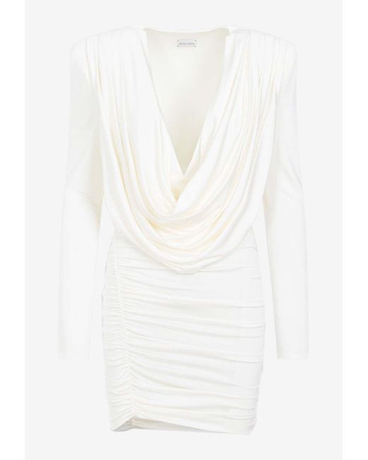 Magda Butrym Cowl-neck Mini Dress in White | Lyst