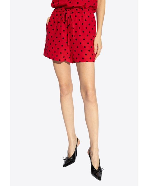 Moschino Red Polka-Dot Silk Shorts
