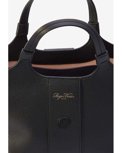 Roger Vivier Black Grand Vivier Choc Top Handle Bag
