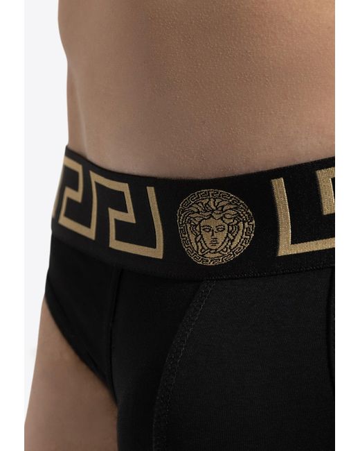 Versace Black Greca Border Briefs for men