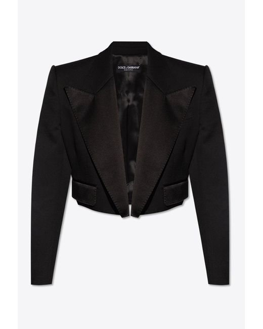 Dolce & Gabbana Black Tuxedo Cropped Blazer