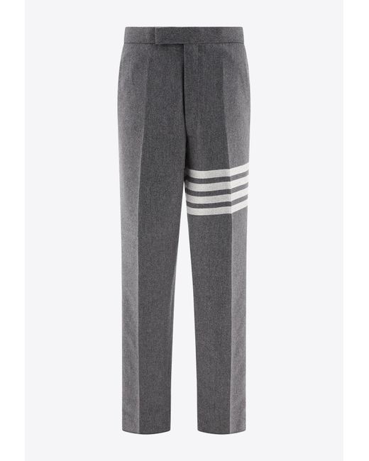 Thom Browne Gray 4-Bar Stripes Tailored Pants for men