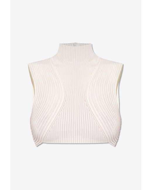 Chloé White Paneled Wool Cropped Top
