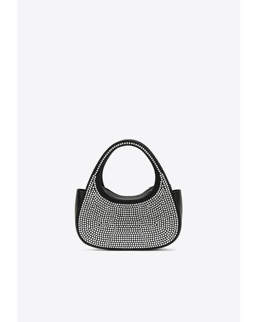 Coperni Black Micro Baguette Crystal Embellished Leather Swipe Bag
