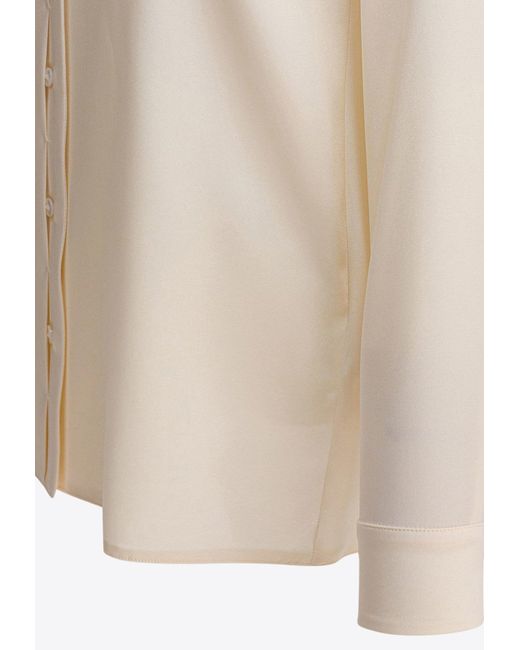 Max Mara White Avion Long-Sleeved Silk Shirt