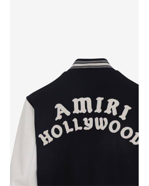 Amiri Black Hollywood Embroidered Bomber Jacket for men