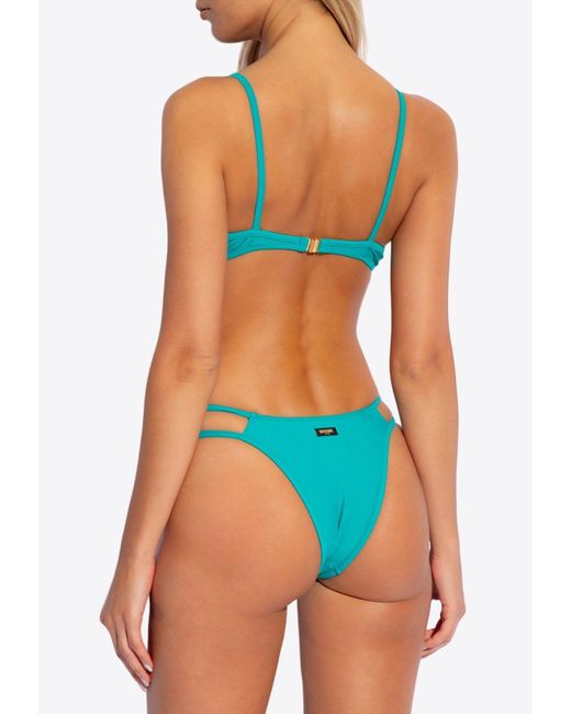 Moschino Blue Over-Cup Strap Bikini Top