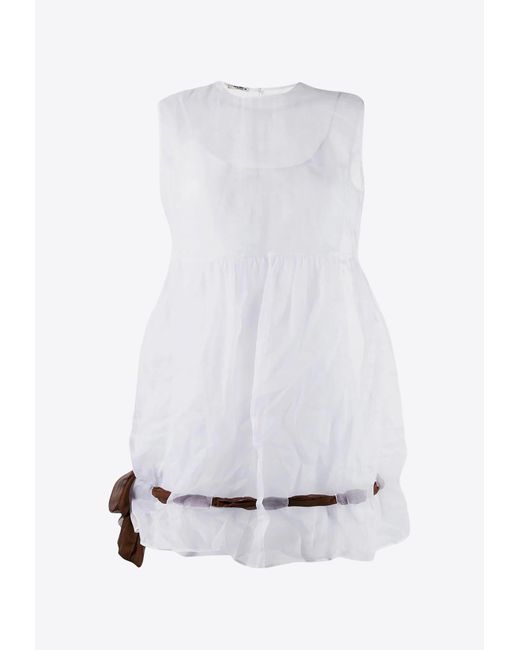 Miu Miu White Sleeveless Sheer Mini Dress