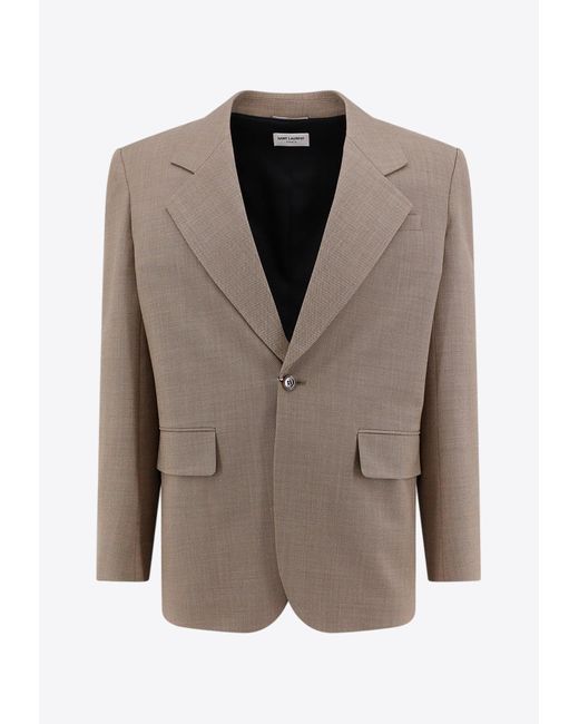 Saint Laurent Brown Single-Breasted Wool Blazer for men