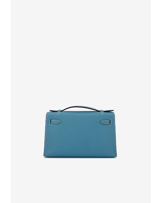 Hermès Blue Kelly Pochette Clutch Bag