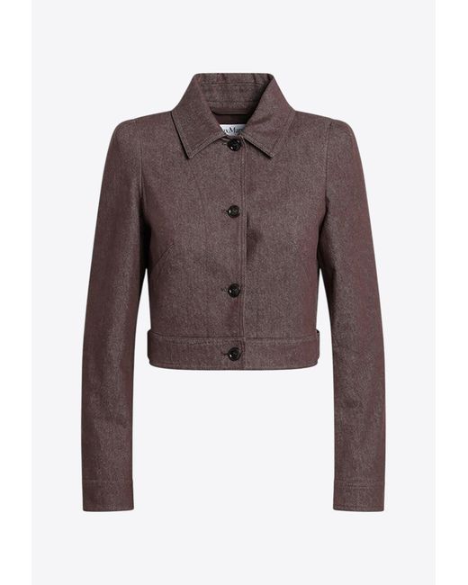 スーツ Max Mara CARPA - Denim-effect crop jacket Denim-effect cropped jacket, brown | 